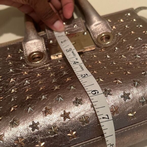 Jimmy Choo Two Way Crossbody Mini Bag Purse Metallic Gold Star Studded Punk Alt - Picture 14 of 15